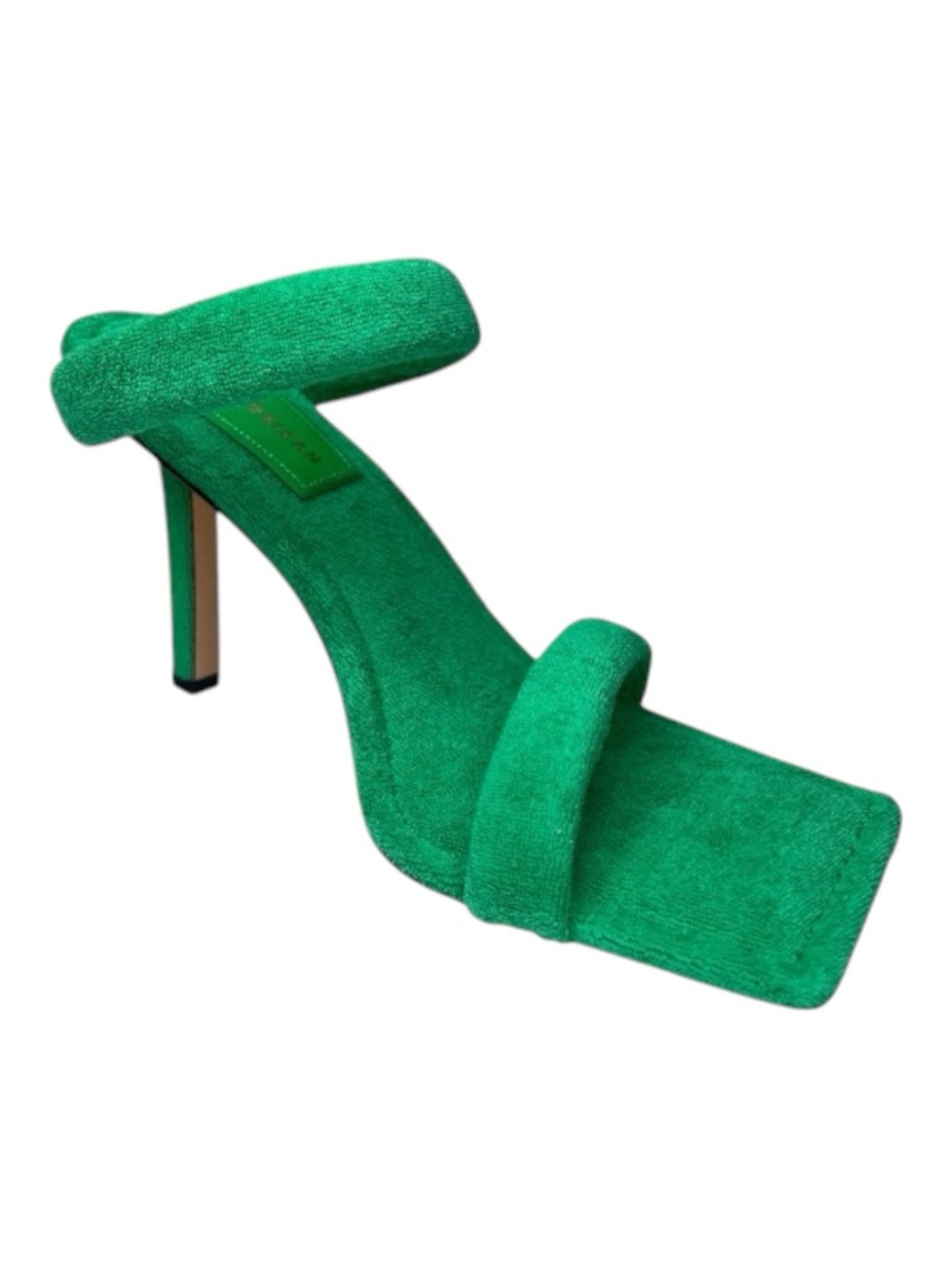 Good American Green Terry Double-Strap  Square Toe High Heel Sandal Women 11